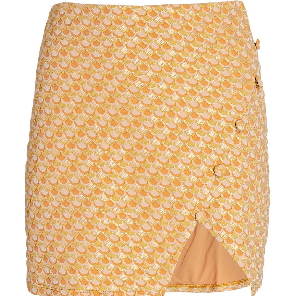 DEVON WINDSOR Yellow and Cream Textured Mini Skirt